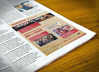 ontwerp advertentie voor barzoen, cultuurcafé van de warande turnhout